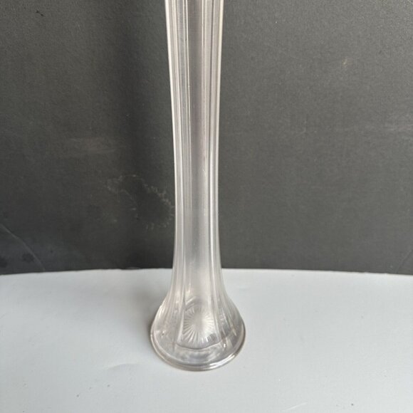 Vintage Clear Swung Glass Tulip Fluted Ribbed Vase MCM 17" Tall Stretched Vase - Picture 12 of 12
